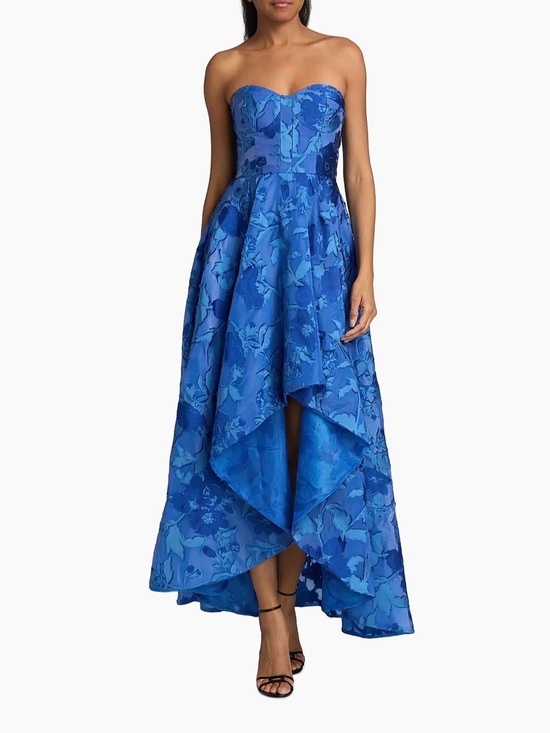 As It May Dresses & Skirts - As It May Celia Royal Blue Strapless Jacquard High-Low Evening Dress